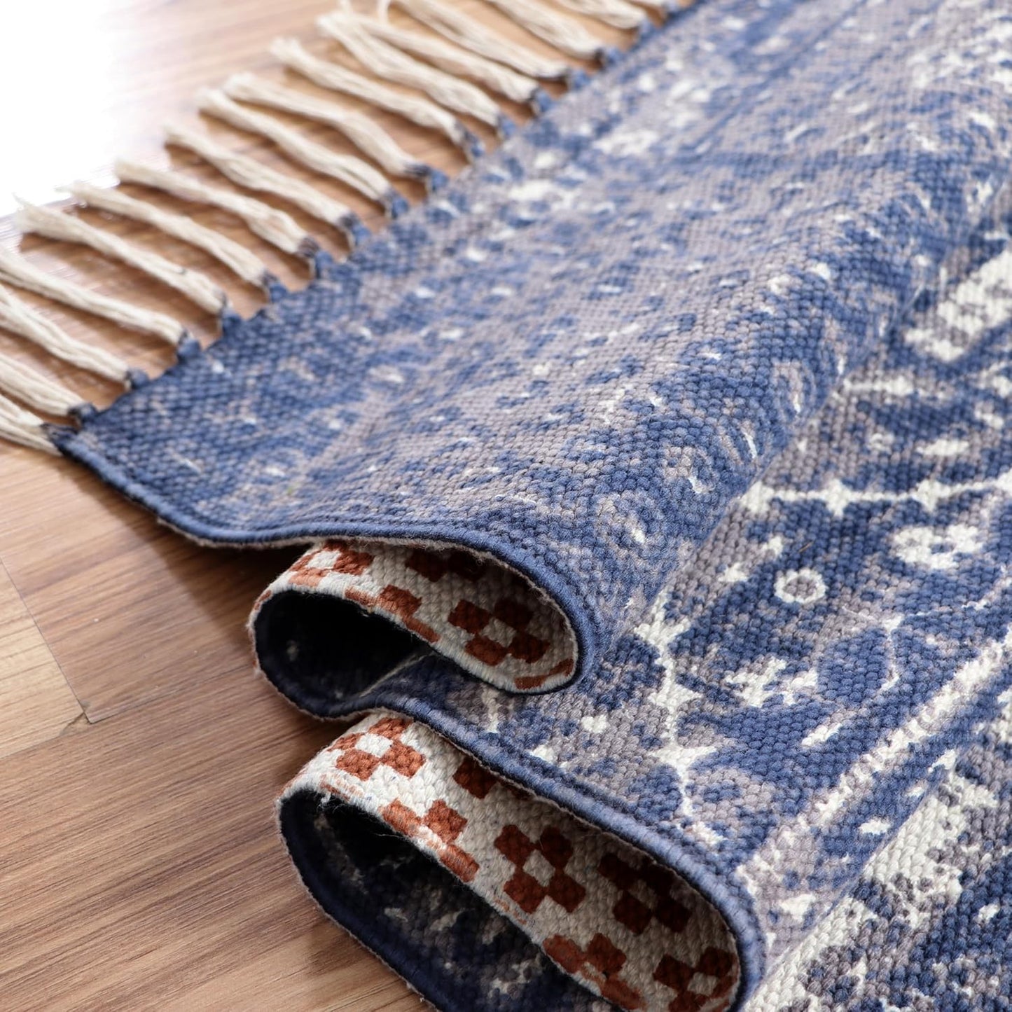 Designer rug, reversible rug made of pure cotton