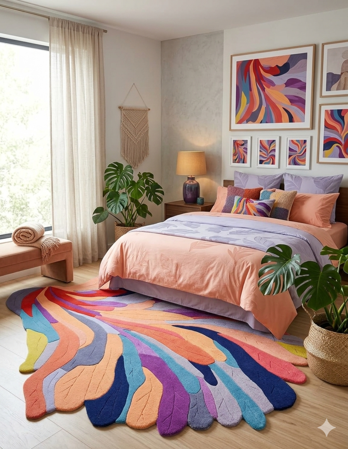 Designteppich Unregelmäßig geformte botanische Sammlung