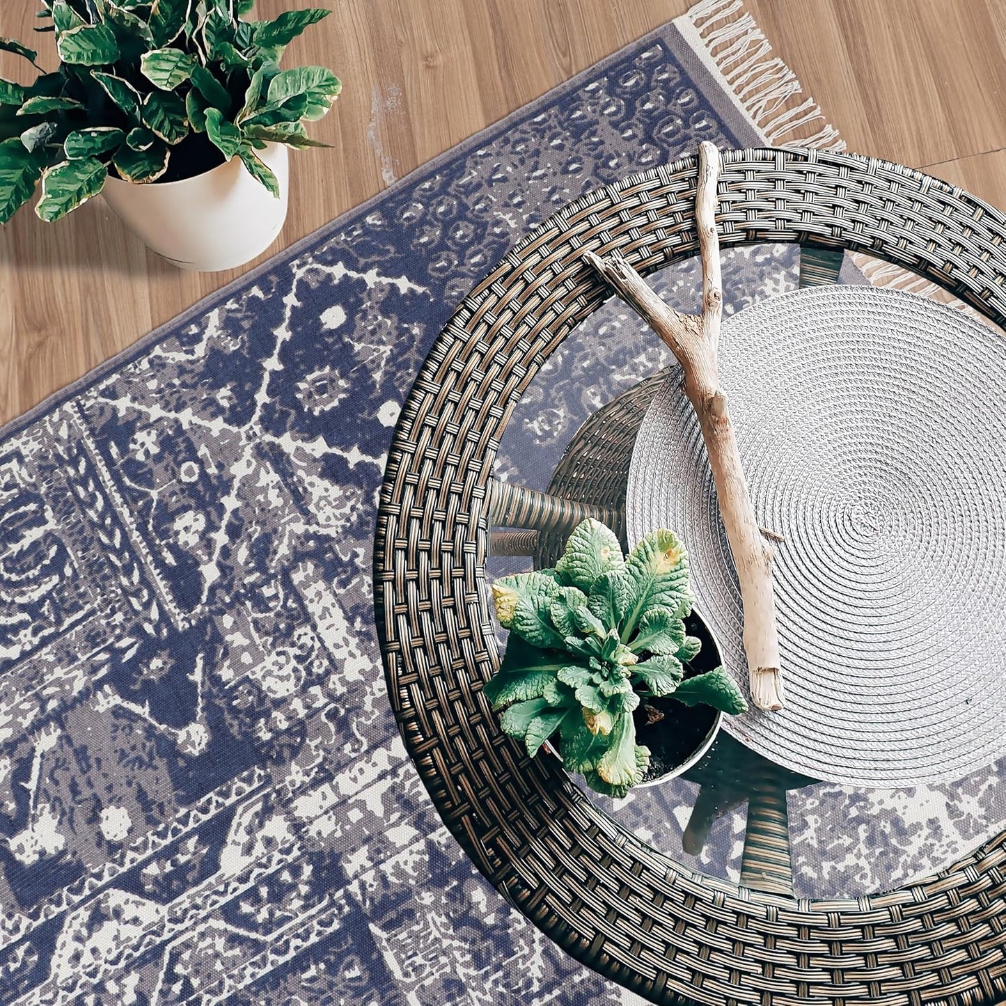 Designer rug, reversible rug made of pure cotton