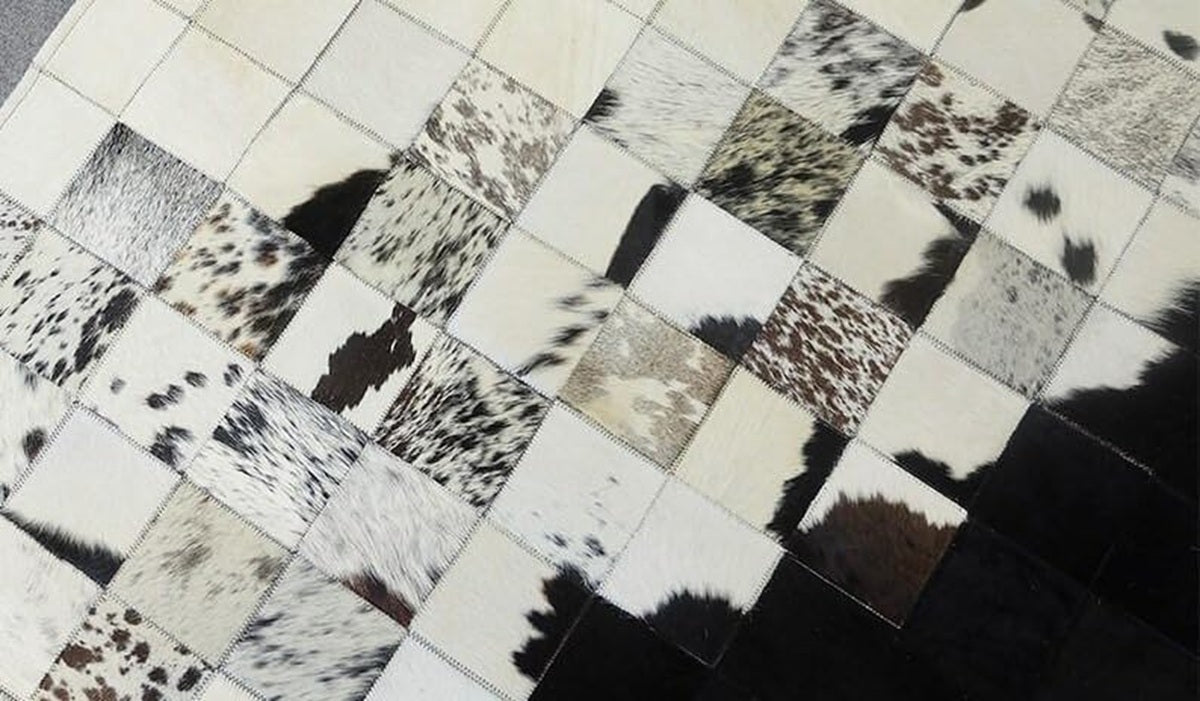 Lederteppich Leder-Patchwork-Teppich
