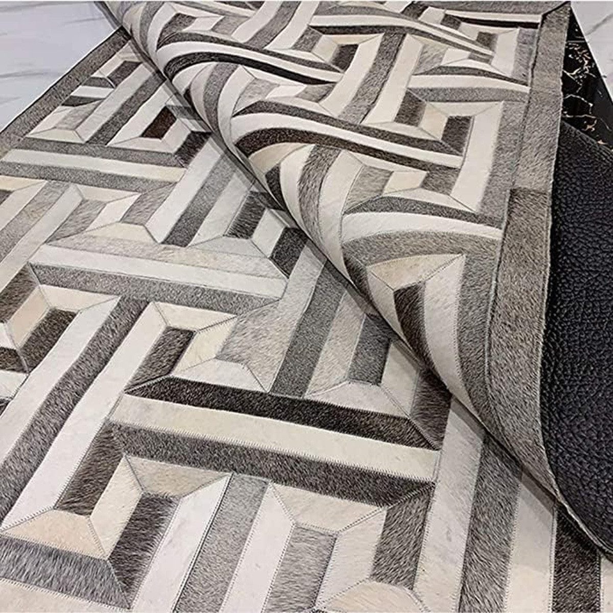 Lederteppich Leder-Patchwork-Teppichkollektion