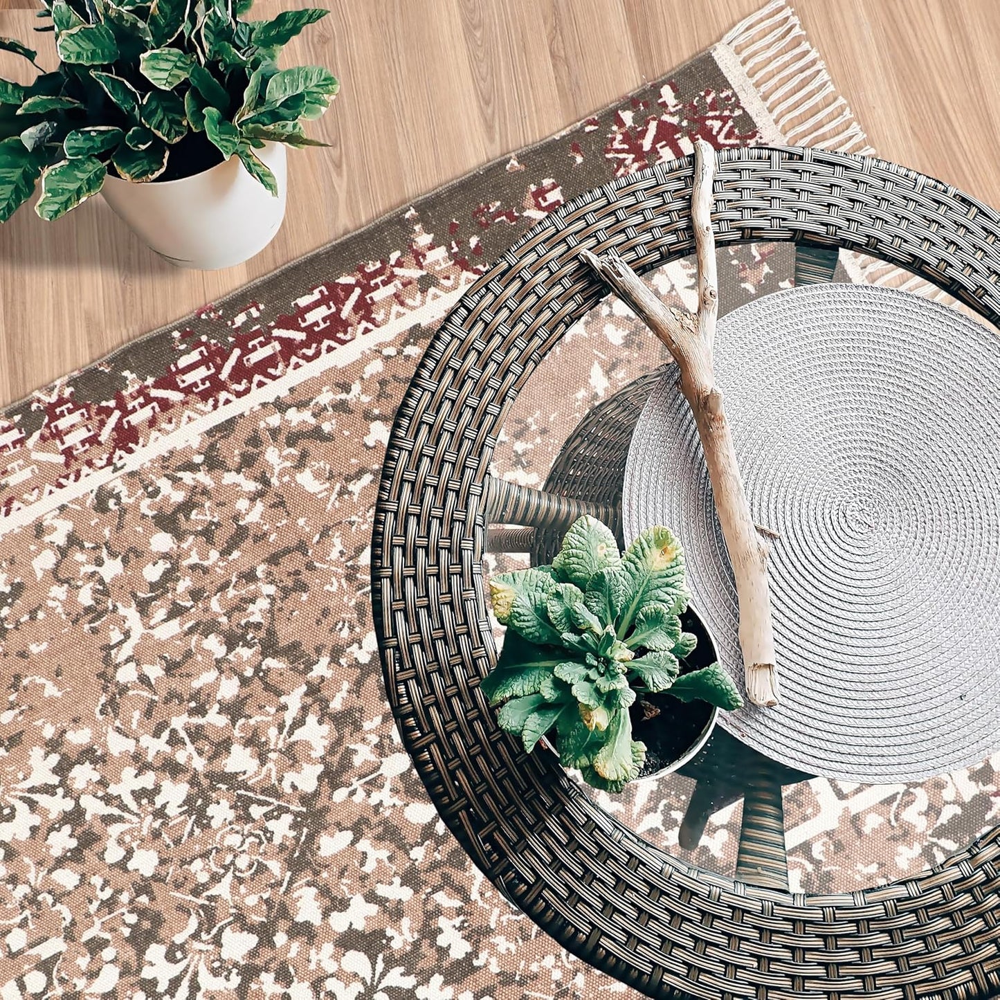 Designer rug, reversible rug made of pure cotton