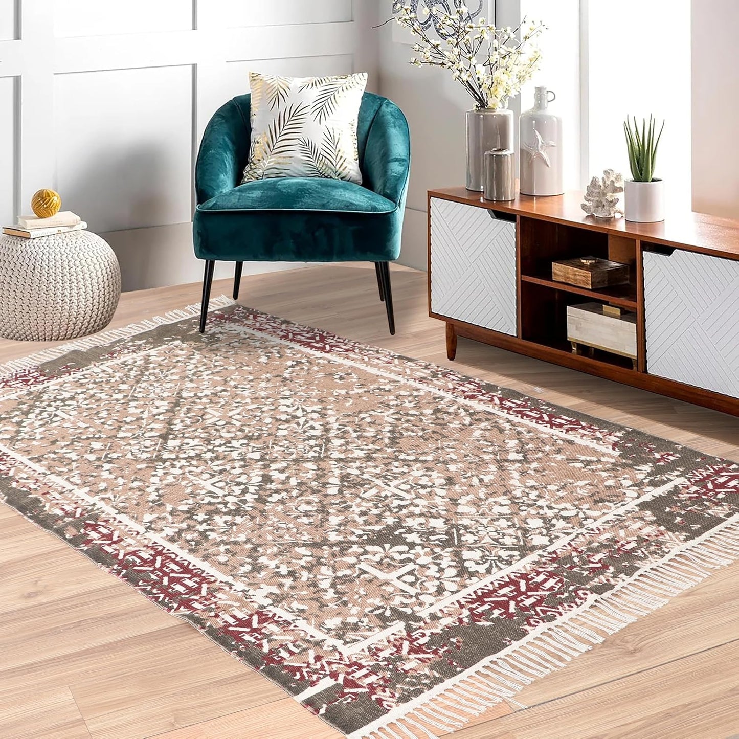 Designer rug, reversible rug made of pure cotton