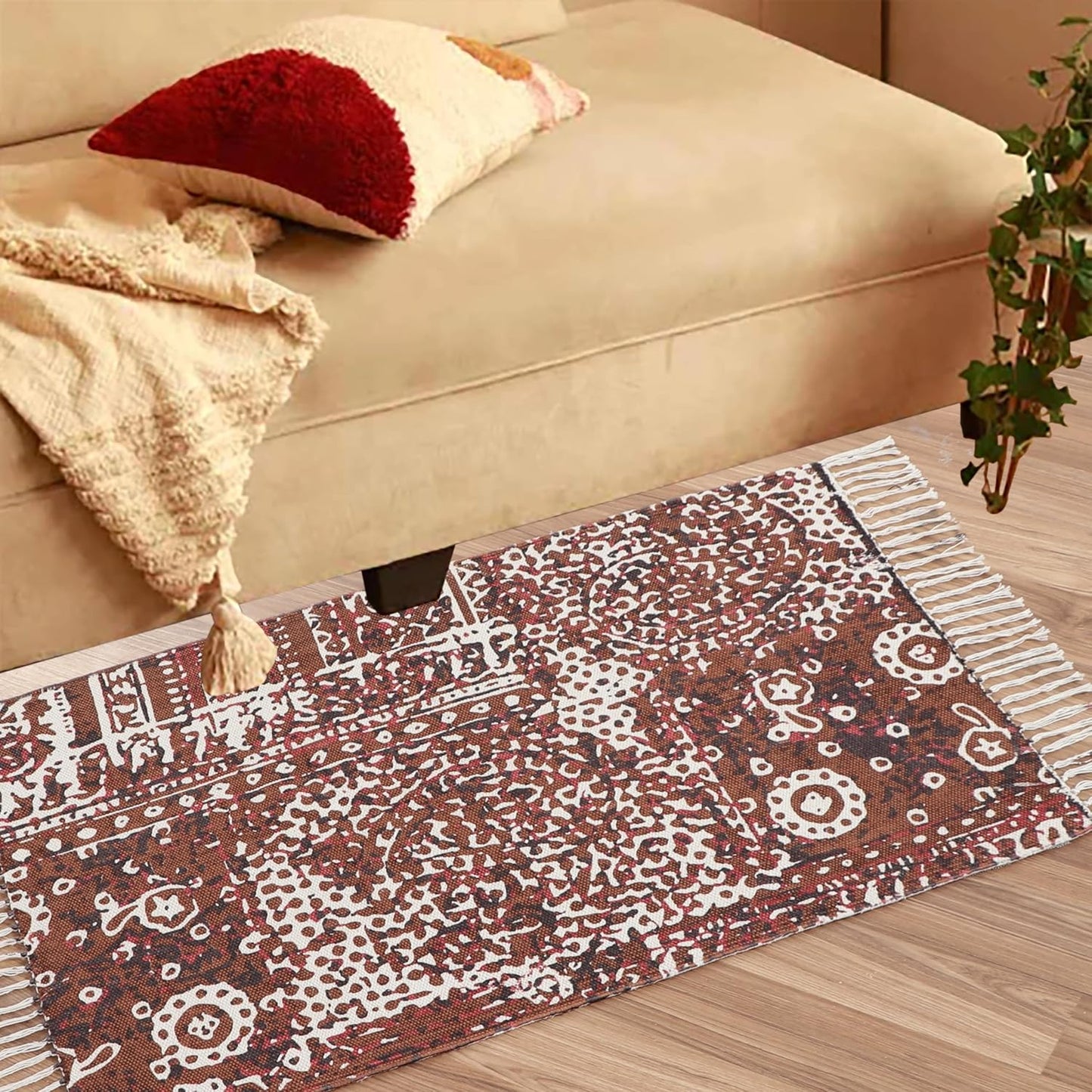 Designer rug, reversible rug made of pure cotton