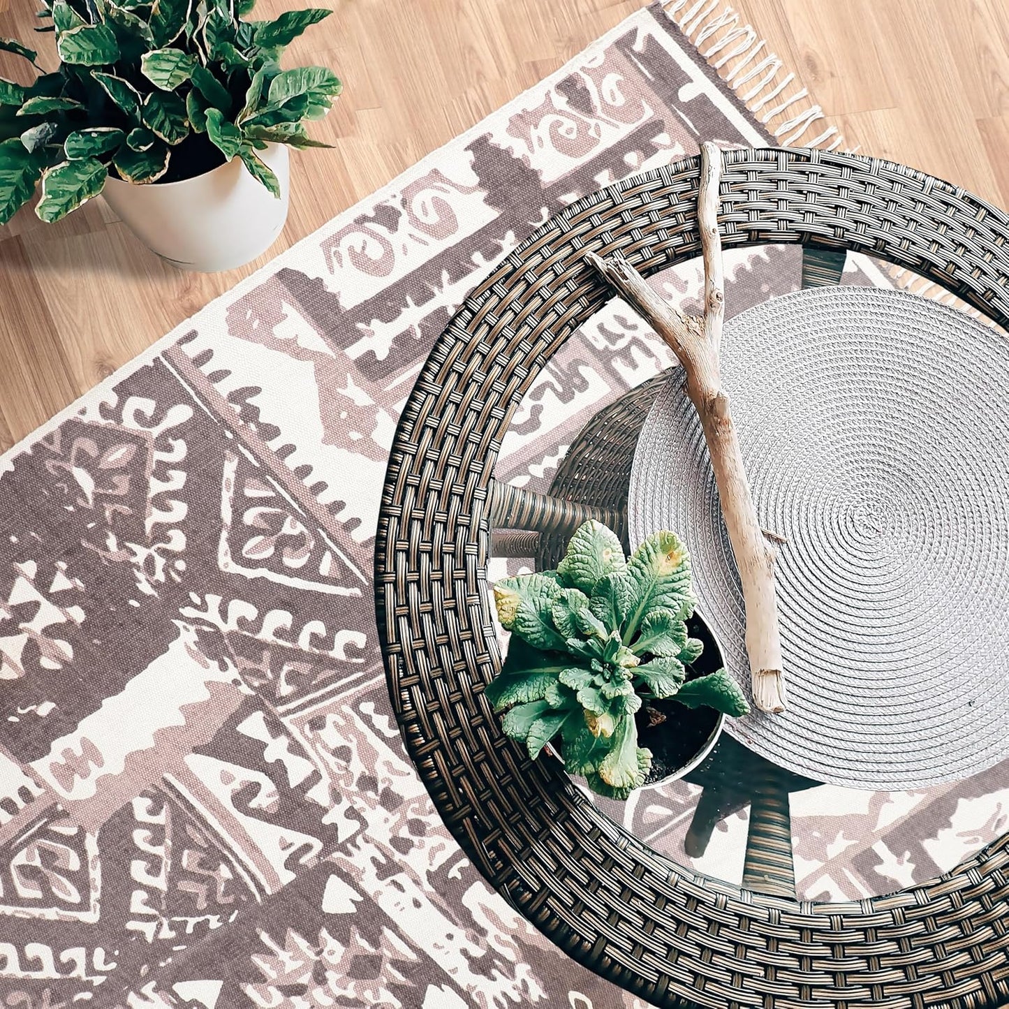 Designer rug, reversible rug made of pure cotton