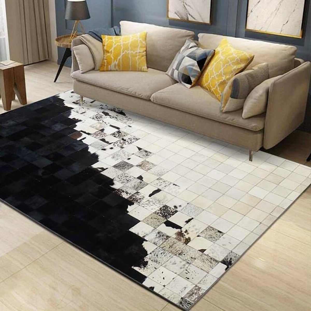 Lederteppich Leder-Patchwork-Teppich