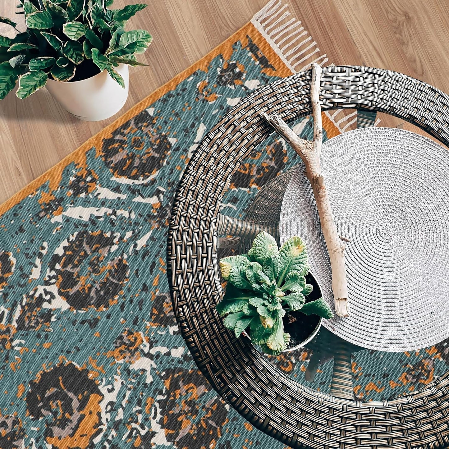 Designer rug, reversible rug made of pure cotton