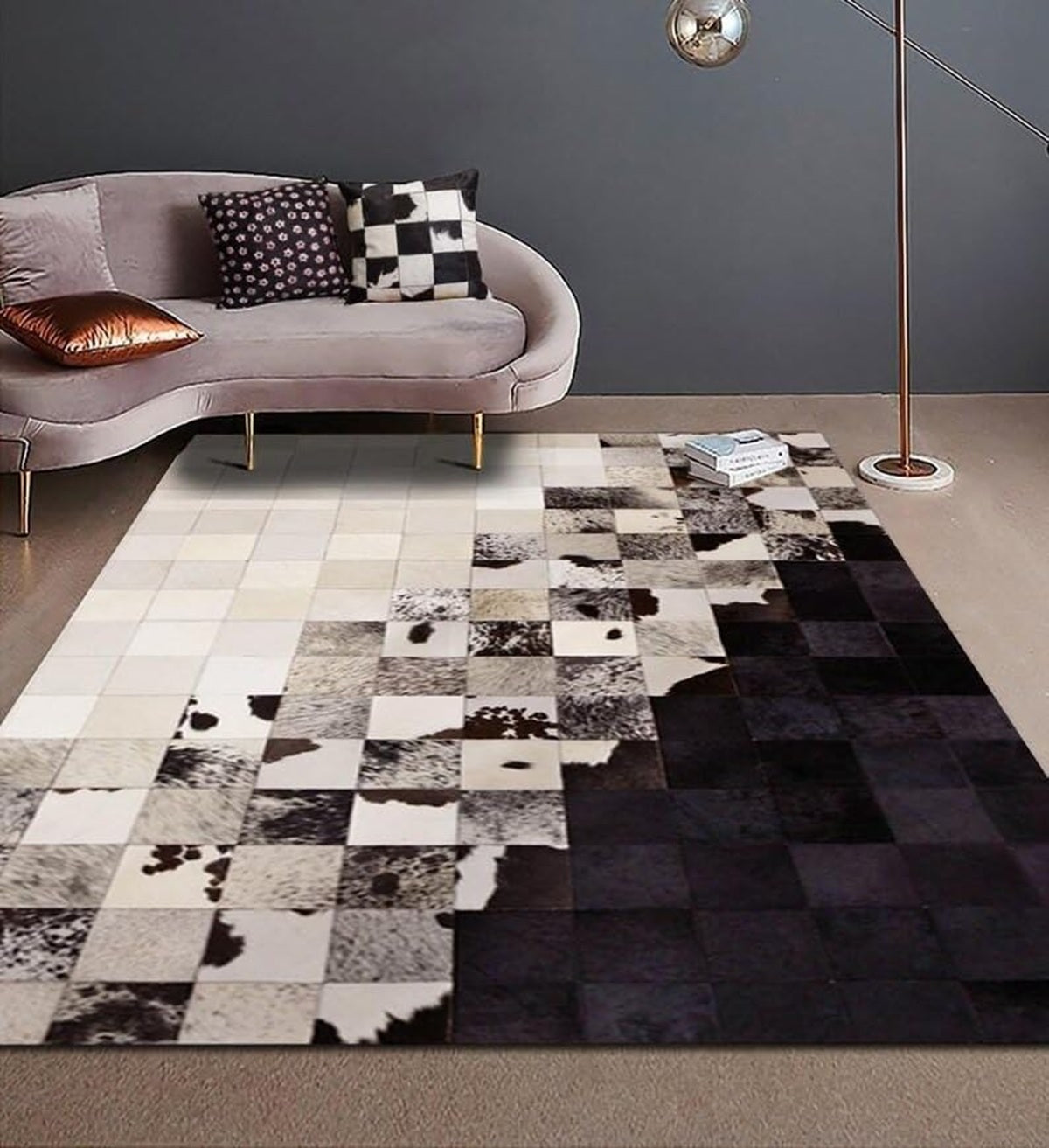 Lederteppich Leder-Patchwork-Teppich