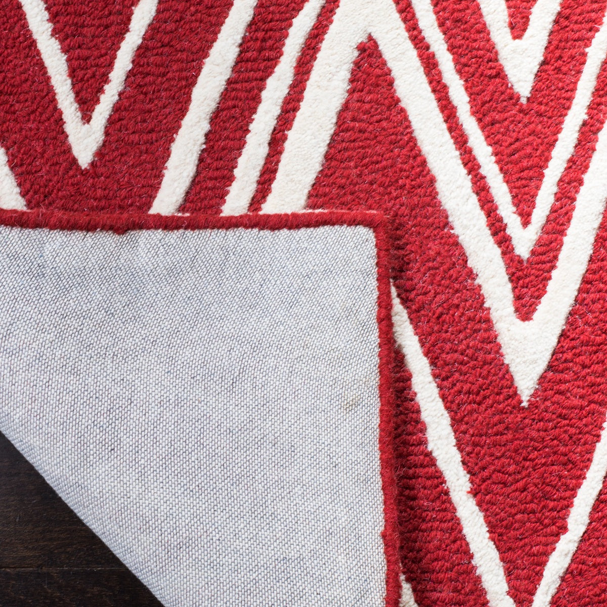 Designteppich Zeitgenössisch Rot – Rückseite