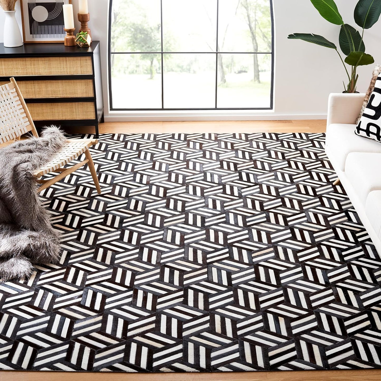 Lederteppich Leder-Patchwork-Teppich