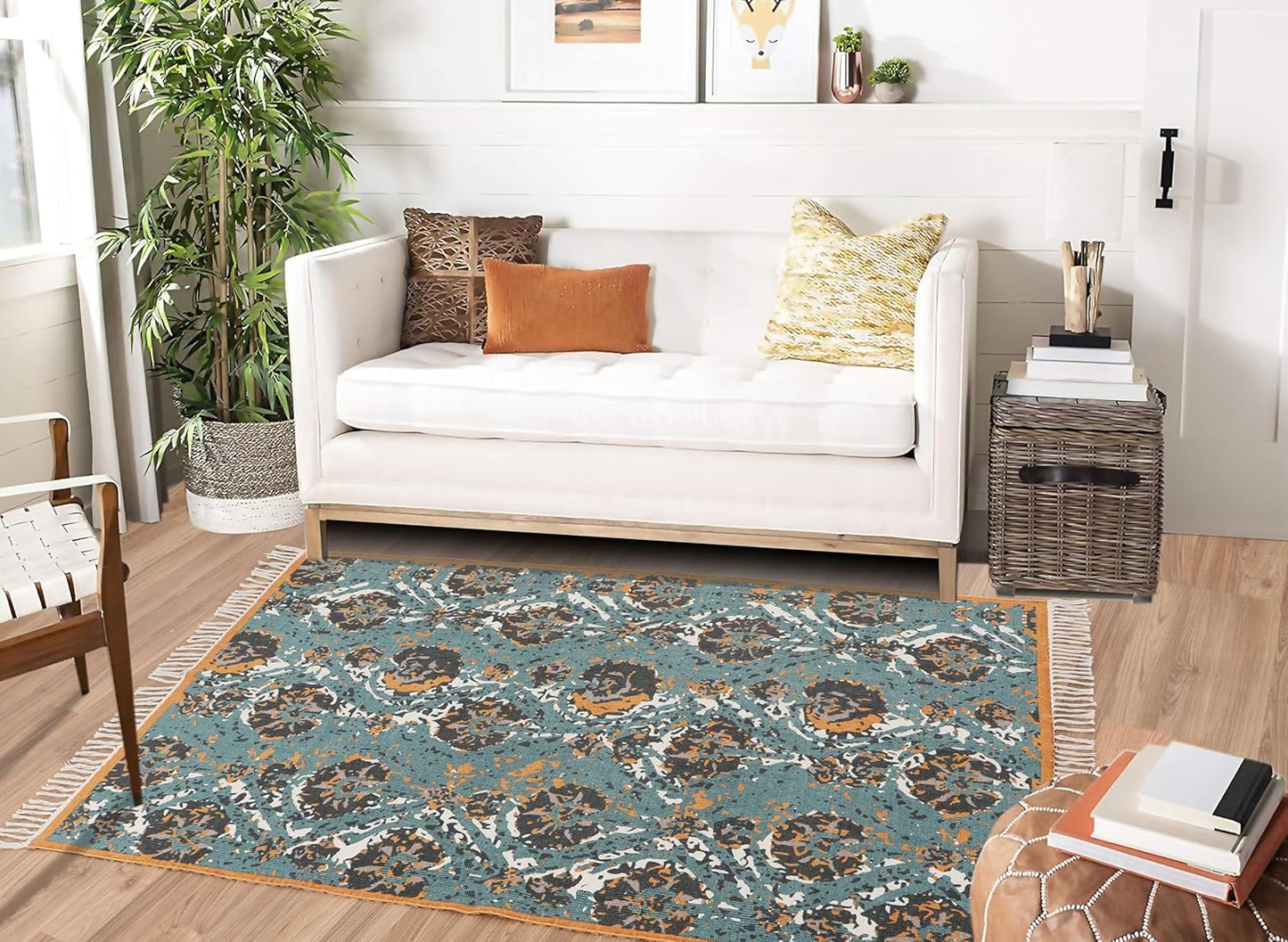Designer rug, reversible rug made of pure cotton
