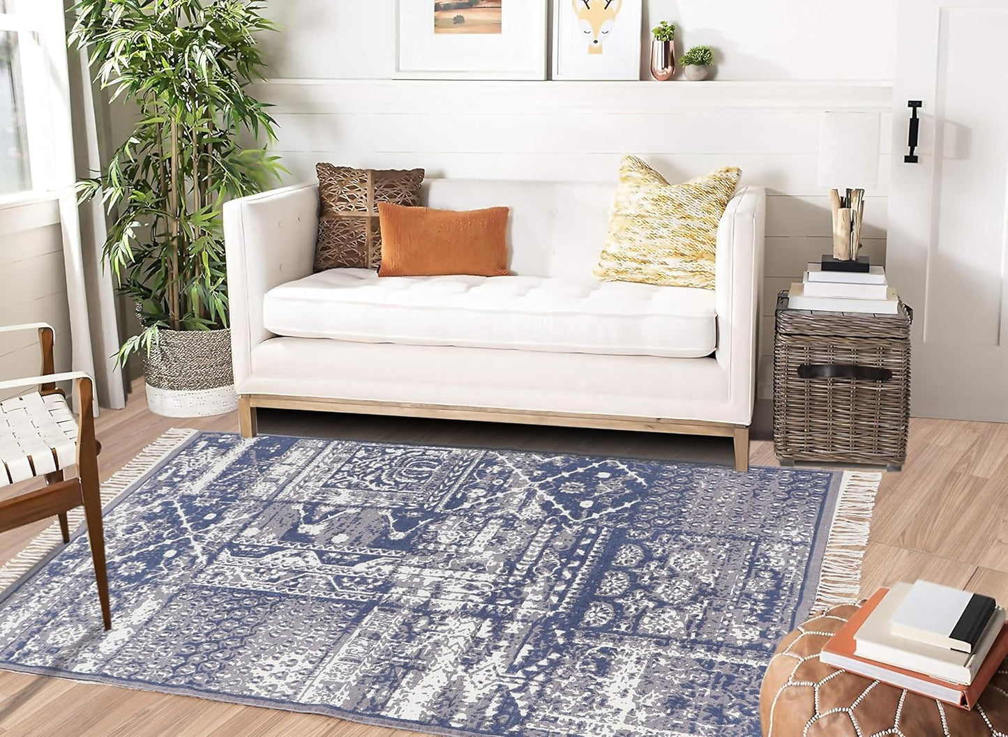Designer rug, reversible rug made of pure cotton
