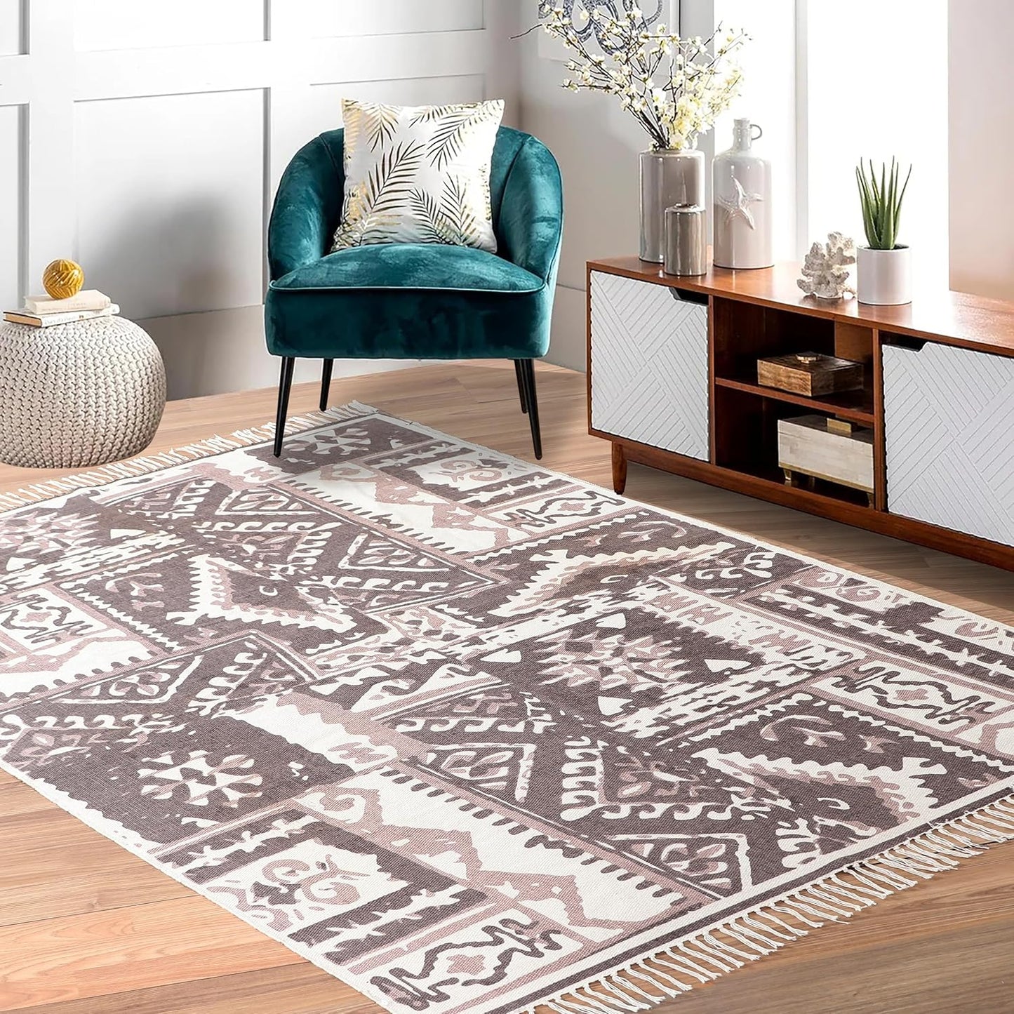 Designer rug, reversible rug made of pure cotton