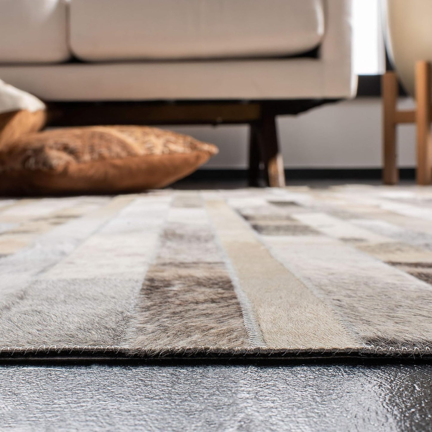 Lederteppich Leder-Patchwork-Teppich