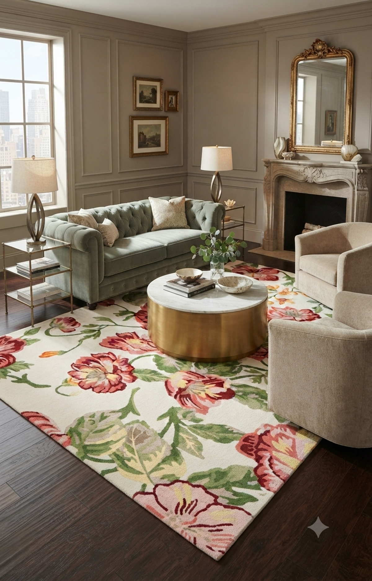 Designteppich Blumenland – Lifestyle klassisches Wohnzimmer
