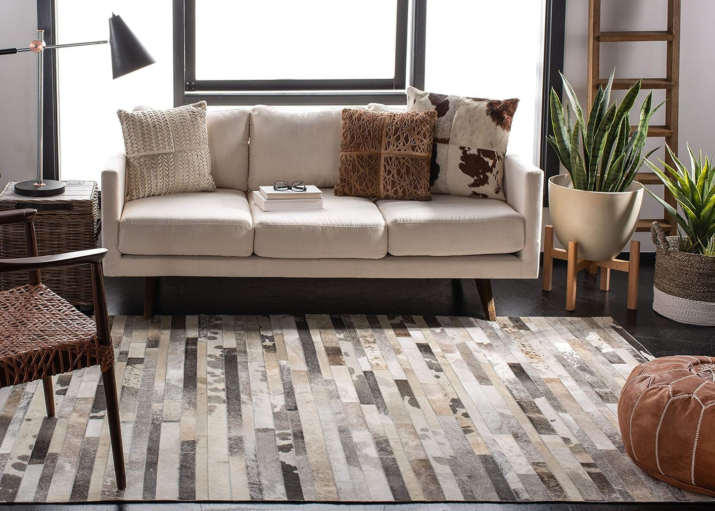 Lederteppich Leder-Patchwork-Teppich