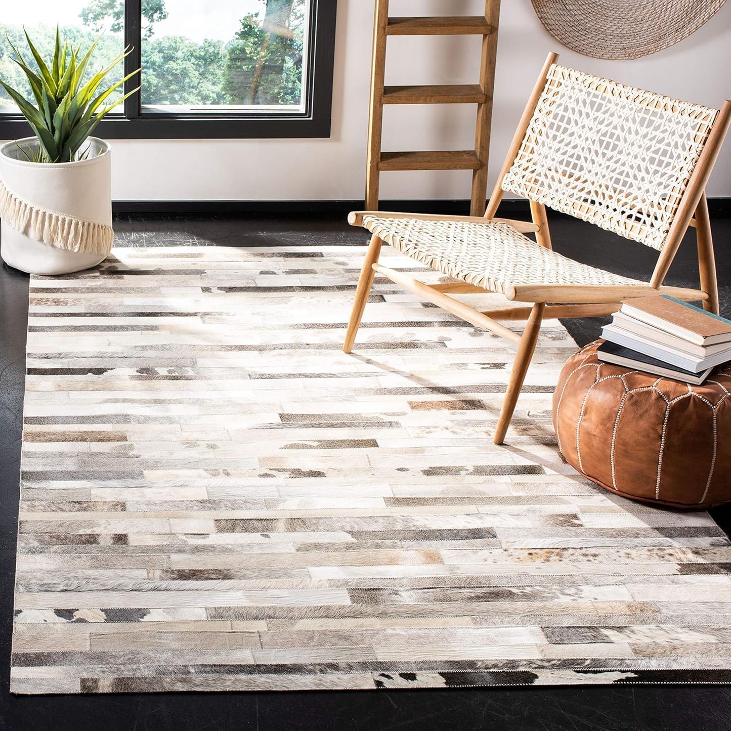 Lederteppich Leder-Patchwork-Teppich
